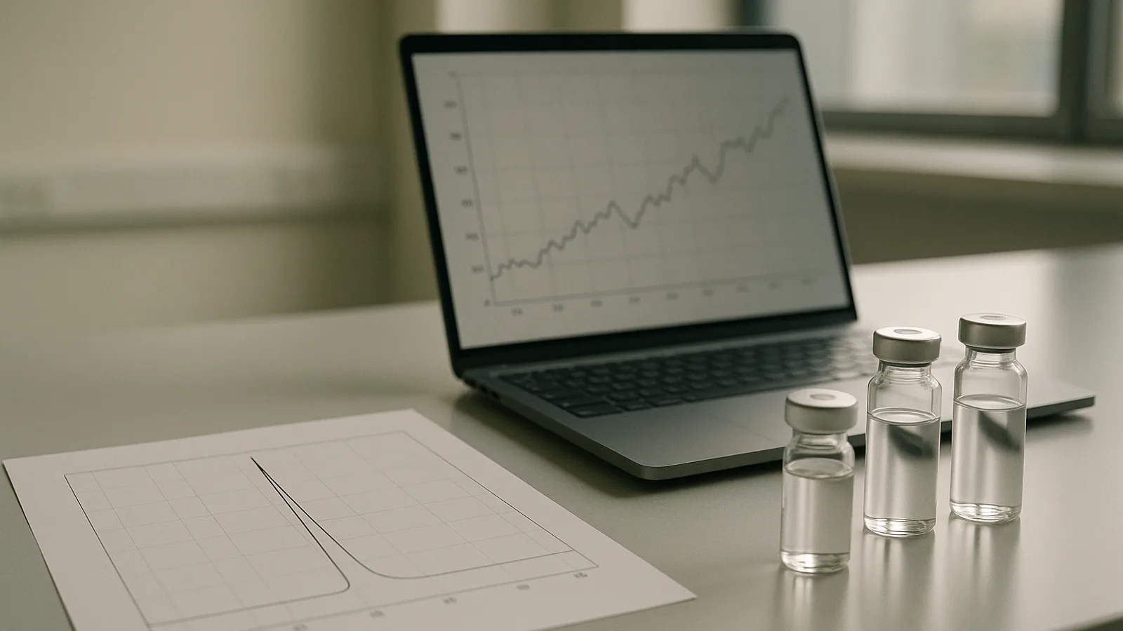 High-performance liquid chromatography chart of a single production lot showing one dominant peak